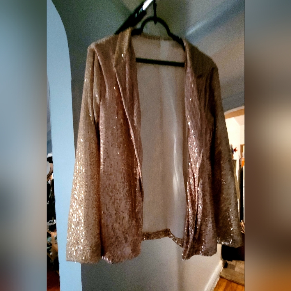 Sequin Blazer in Gold